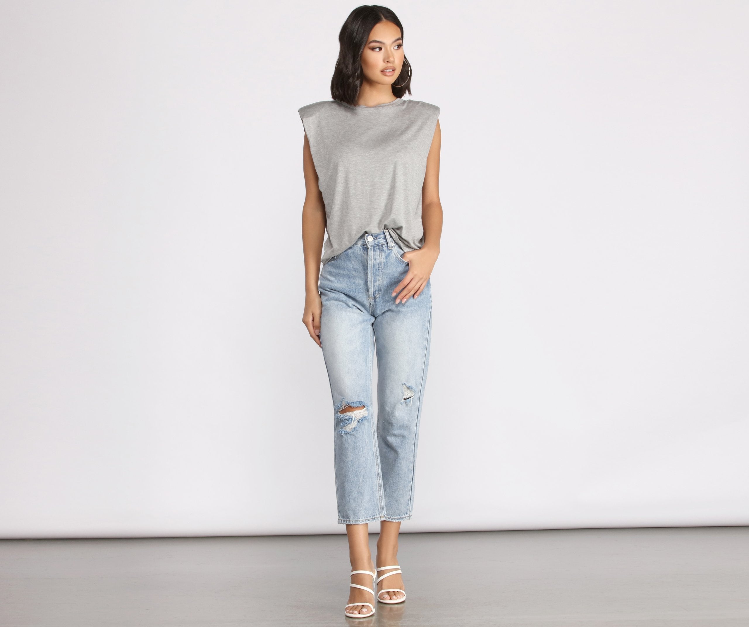 Crew Neck Basic Muscle Tee - Lady Occasions