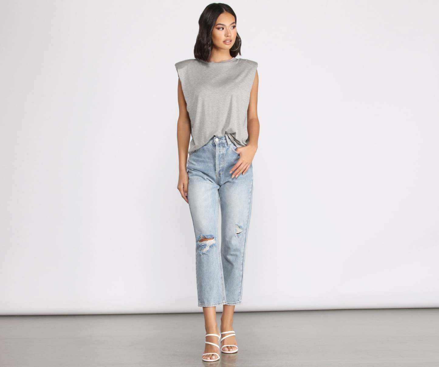 Crew Neck Basic Muscle Tee - Lady Occasions