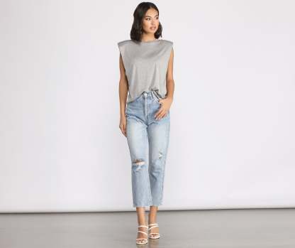 Crew Neck Basic Muscle Tee - Lady Occasions