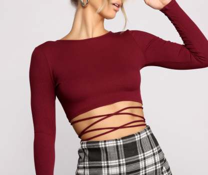 Stun and Impress Lace Up Crop Top - Lady Occasions