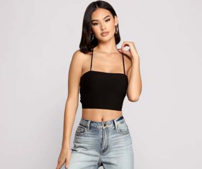 Step Up Crop Lace-Up Top - Lady Occasions