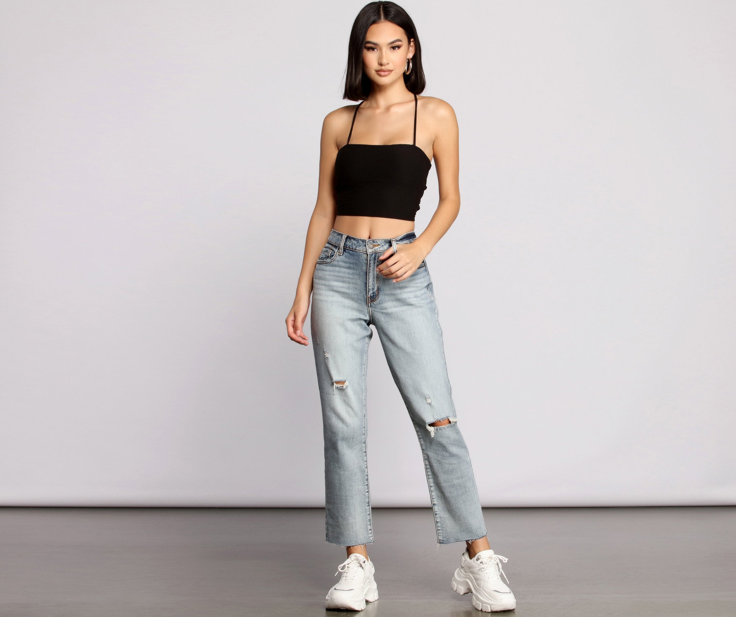 Step Up Crop Lace-Up Top - Lady Occasions