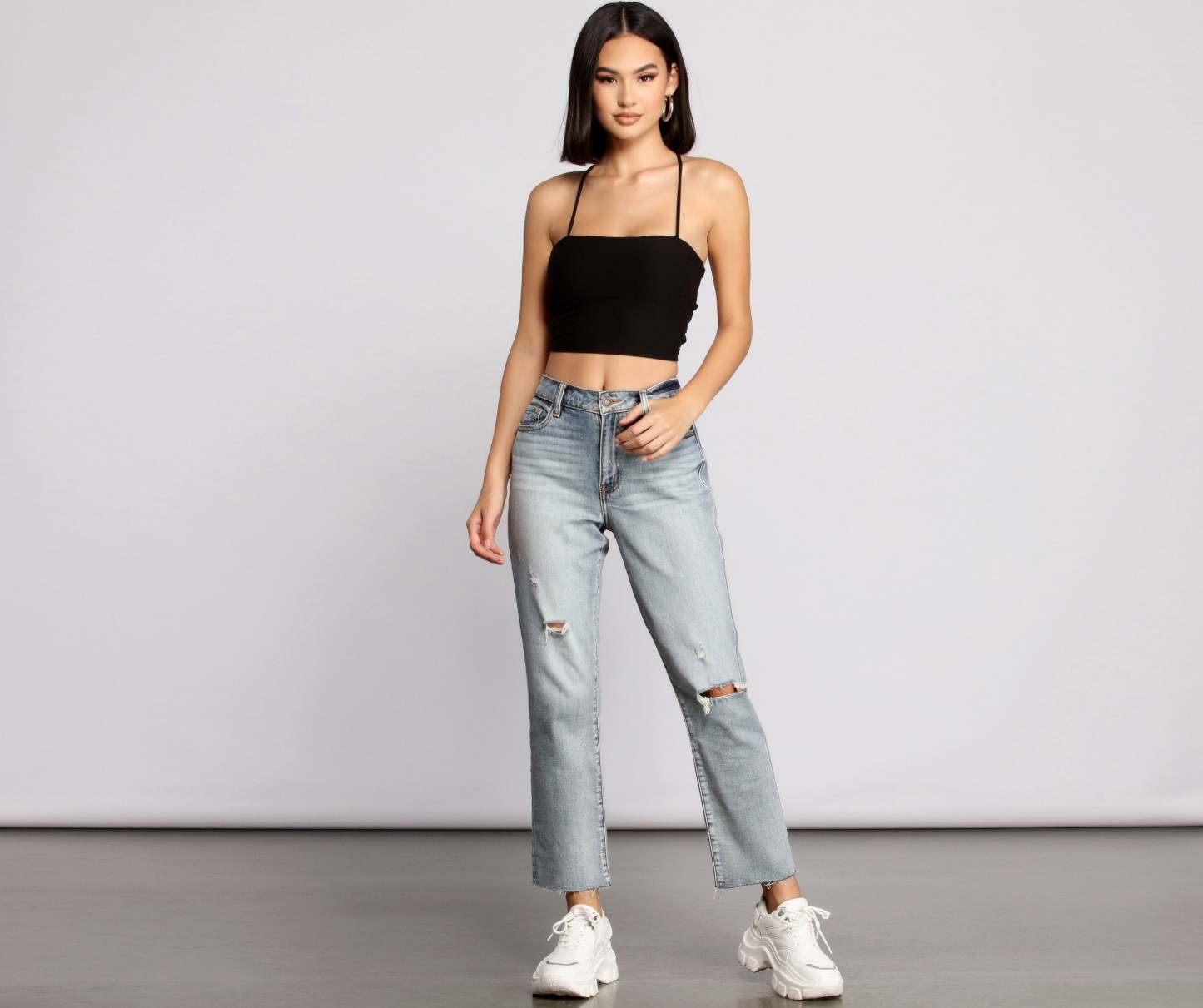 Step Up Crop Lace-Up Top - Lady Occasions