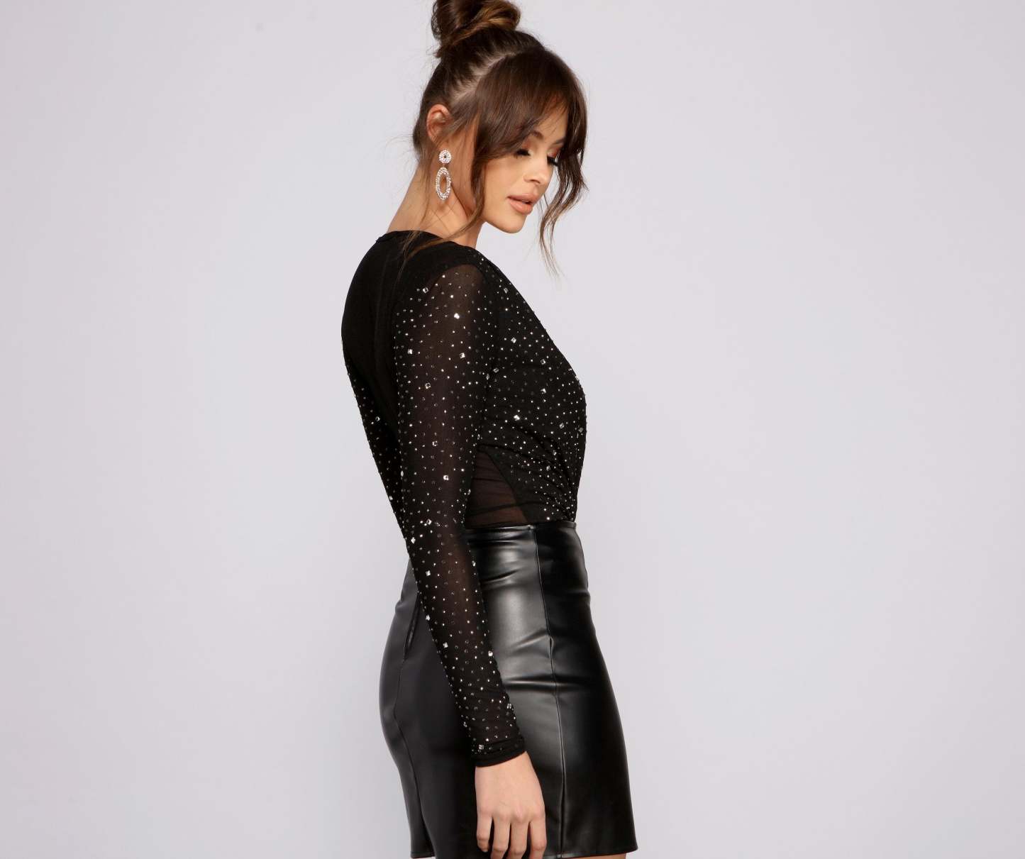 Major Bling Heat Stone Mesh Bodysuit - Lady Occasions