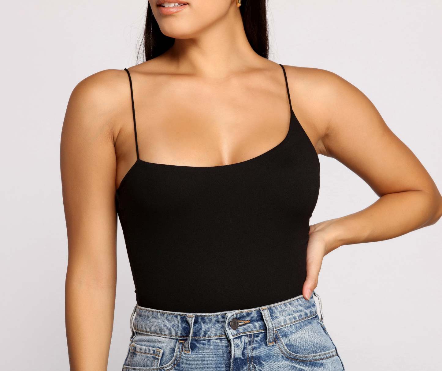 Keeping Knit Basic Asymmetrical Strap Bodysuit - Lady Occasions