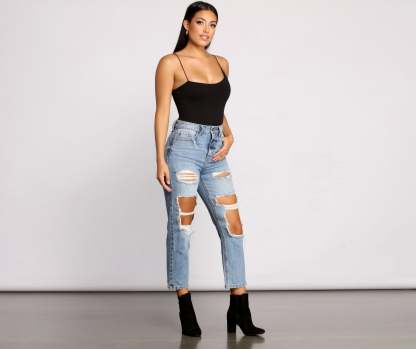Keeping Knit Basic Asymmetrical Strap Bodysuit - Lady Occasions