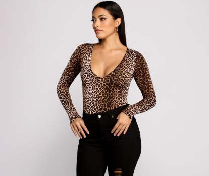 Instincts Unleashed Long Sleeve Bodysuit - Lady Occasions