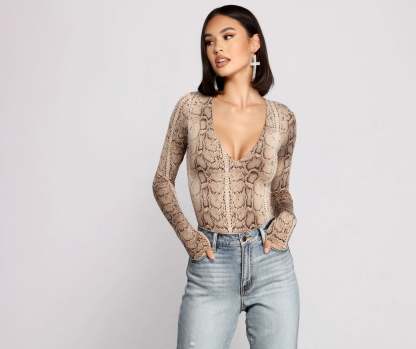 Instincts Unleashed Long Sleeve Bodysuit - Lady Occasions
