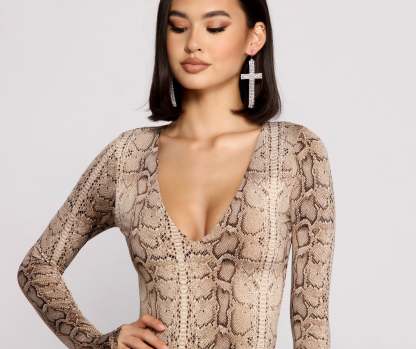 Instincts Unleashed Long Sleeve Bodysuit - Lady Occasions