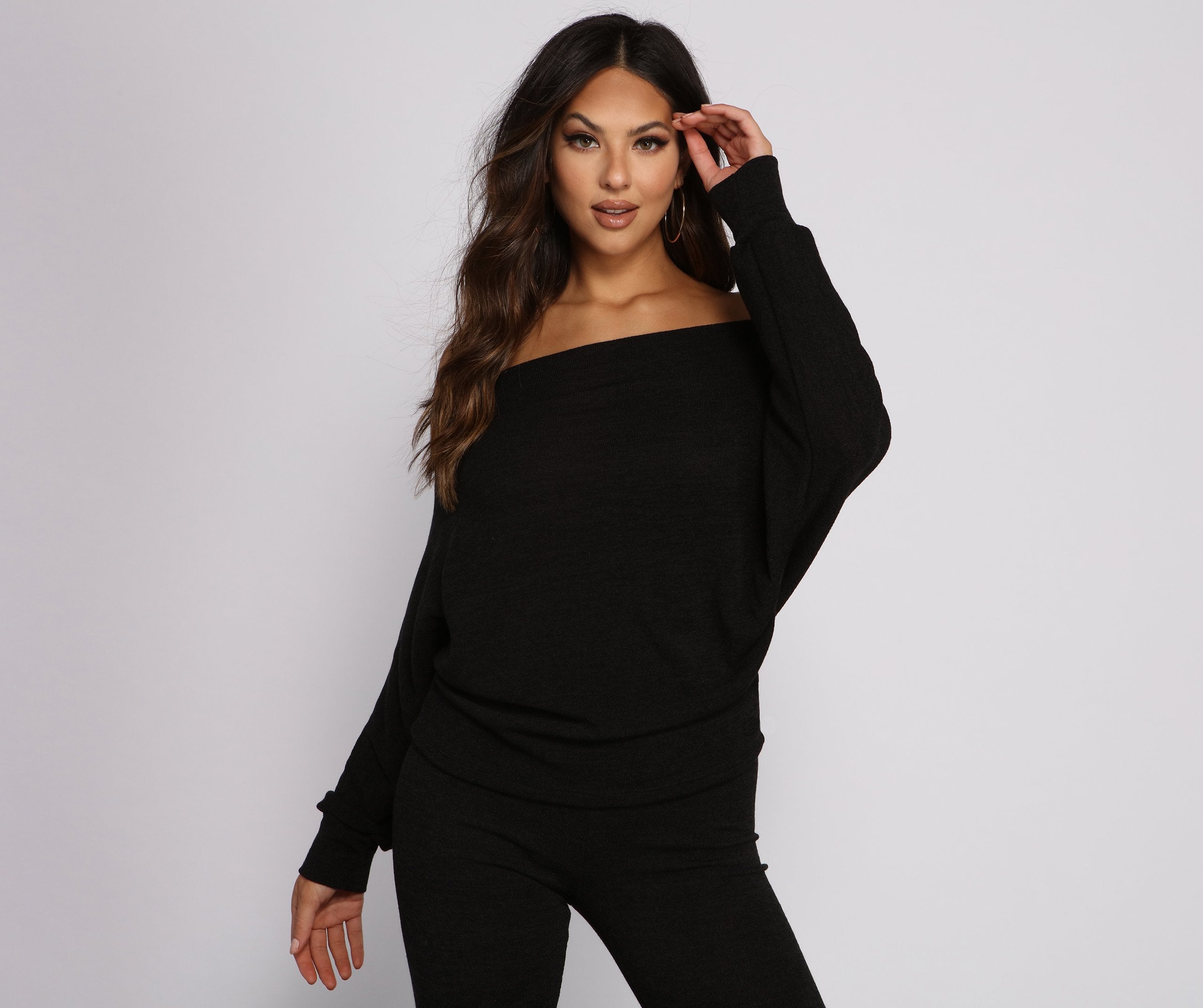 Strike A Pose Dolman Sleeve Knit Top - Lady Occasions