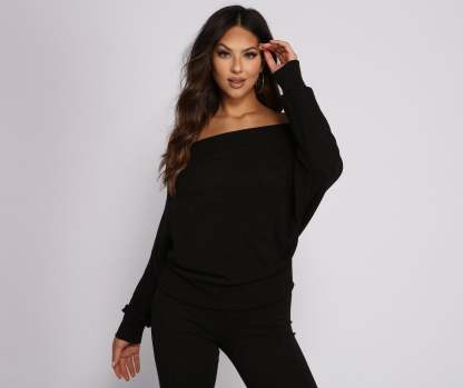 Strike A Pose Dolman Sleeve Knit Top - Lady Occasions