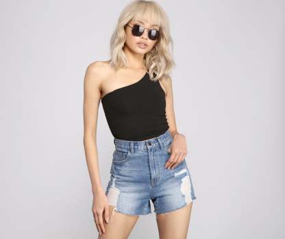 Sultry Style One-Shoulder Crop Top - Lady Occasions