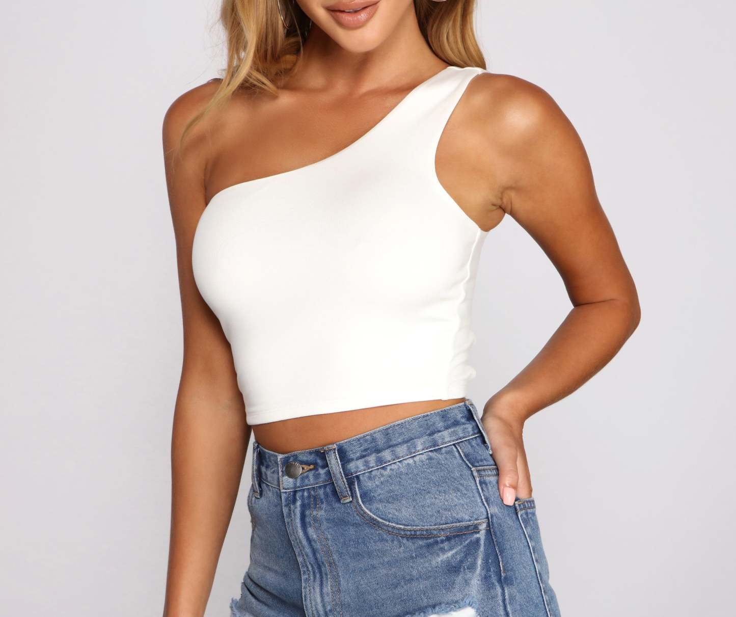 Sultry Style One-Shoulder Crop Top - Lady Occasions