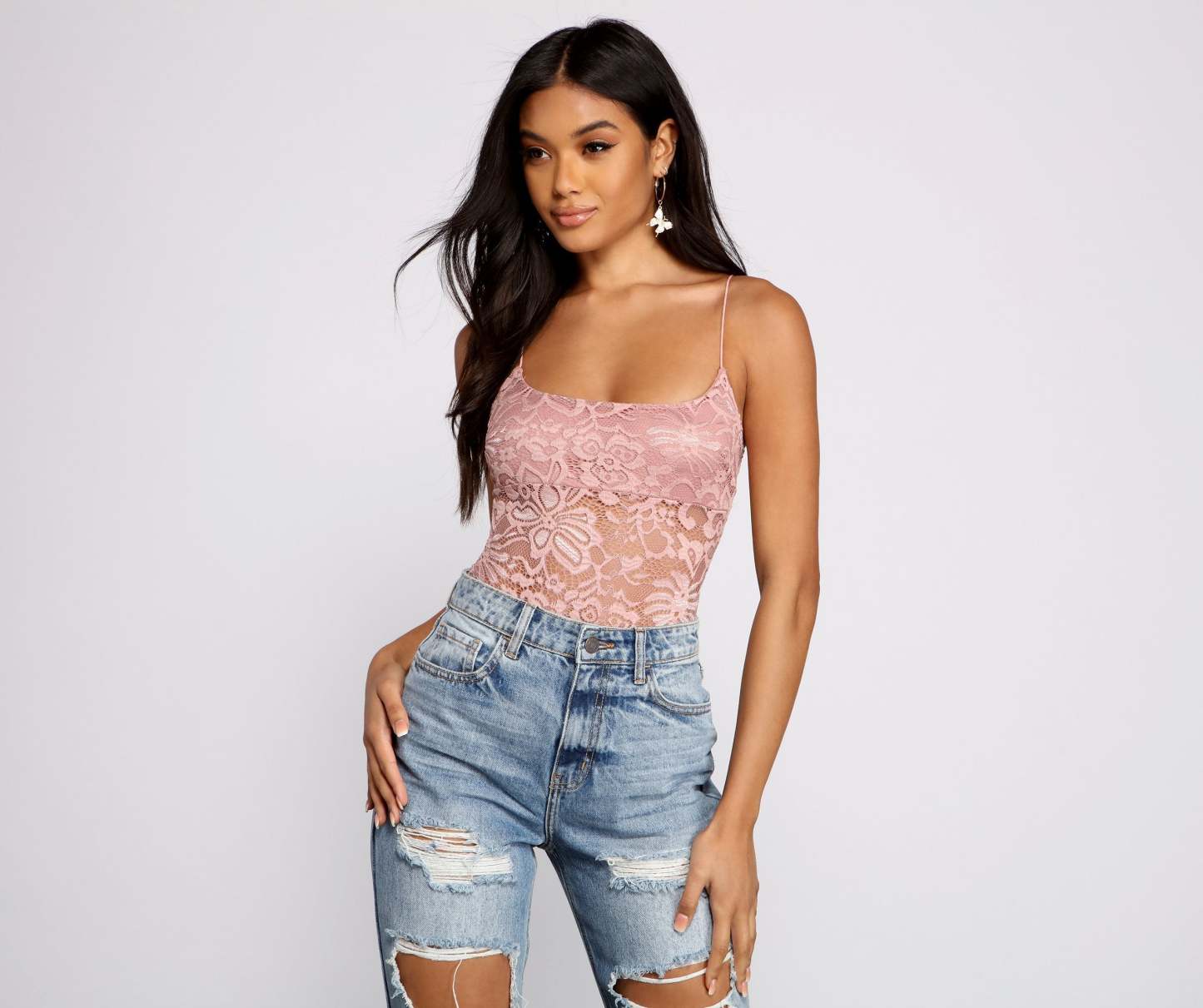 Romantic Vibes Sheer Lace Bodysuit - Lady Occasions