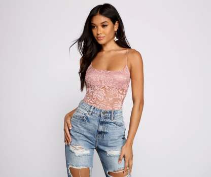 Romantic Vibes Sheer Lace Bodysuit - Lady Occasions