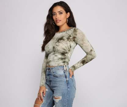 Tie Dye Jersey Knit Crop Top - Lady Occasions