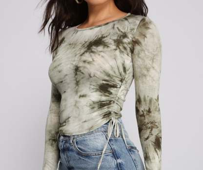 Tie Dye Jersey Knit Crop Top - Lady Occasions