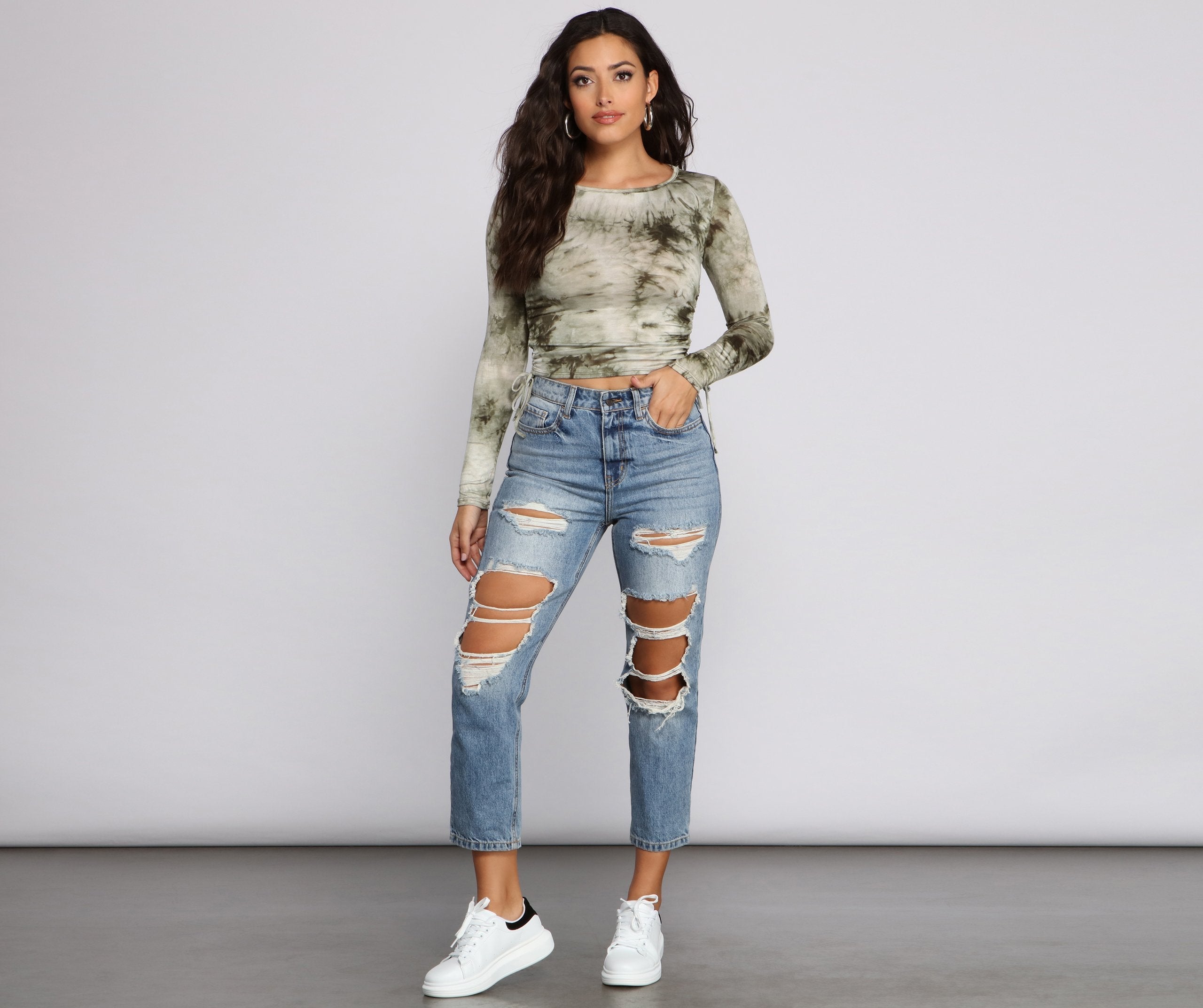 Tie Dye Jersey Knit Crop Top - Lady Occasions