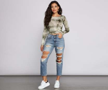 Tie Dye Jersey Knit Crop Top - Lady Occasions
