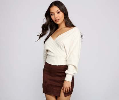Need For Glam Surplice Ribbed Top - Lady Occasions