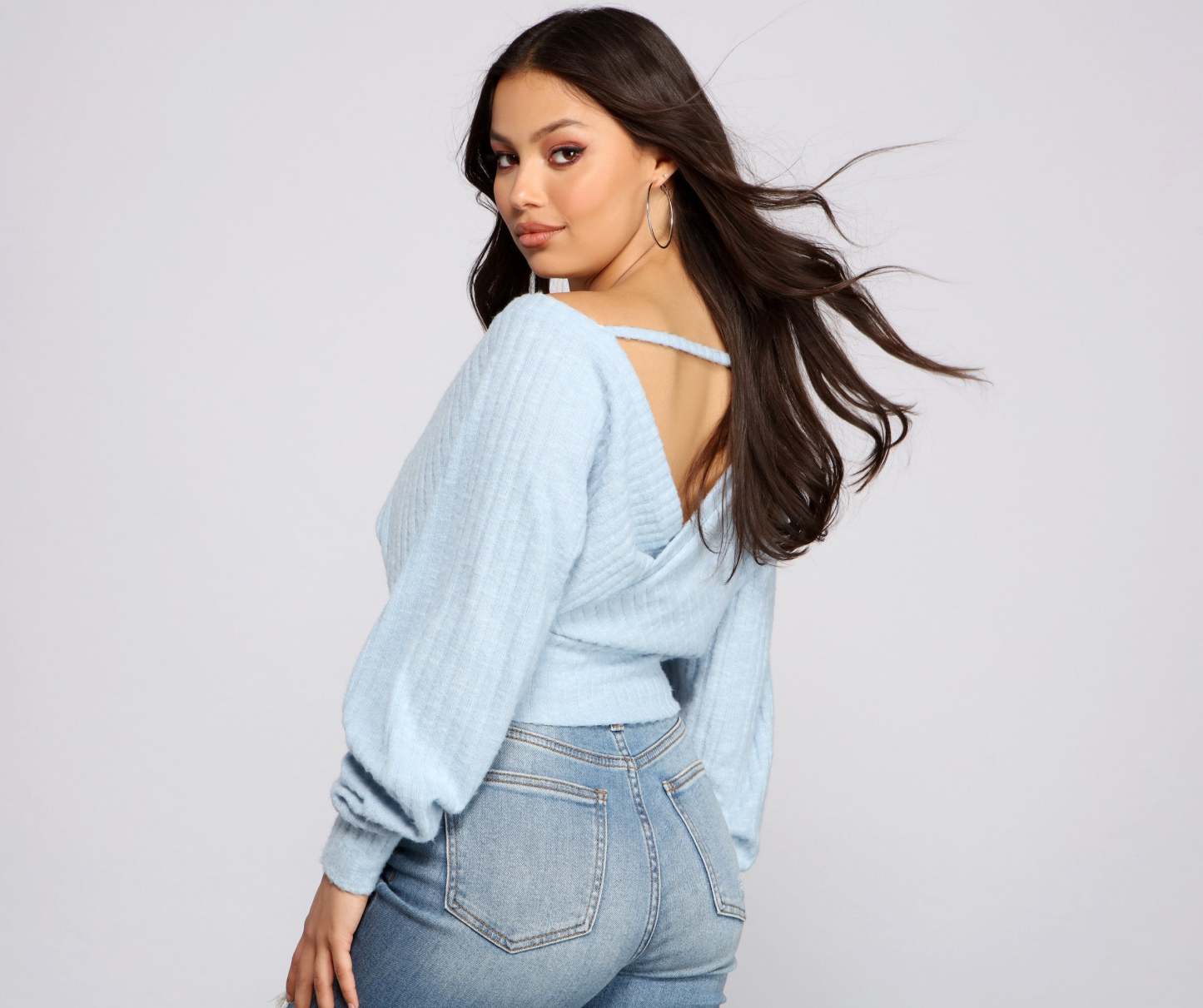 Need For Glam Surplice Ribbed Top - Lady Occasions