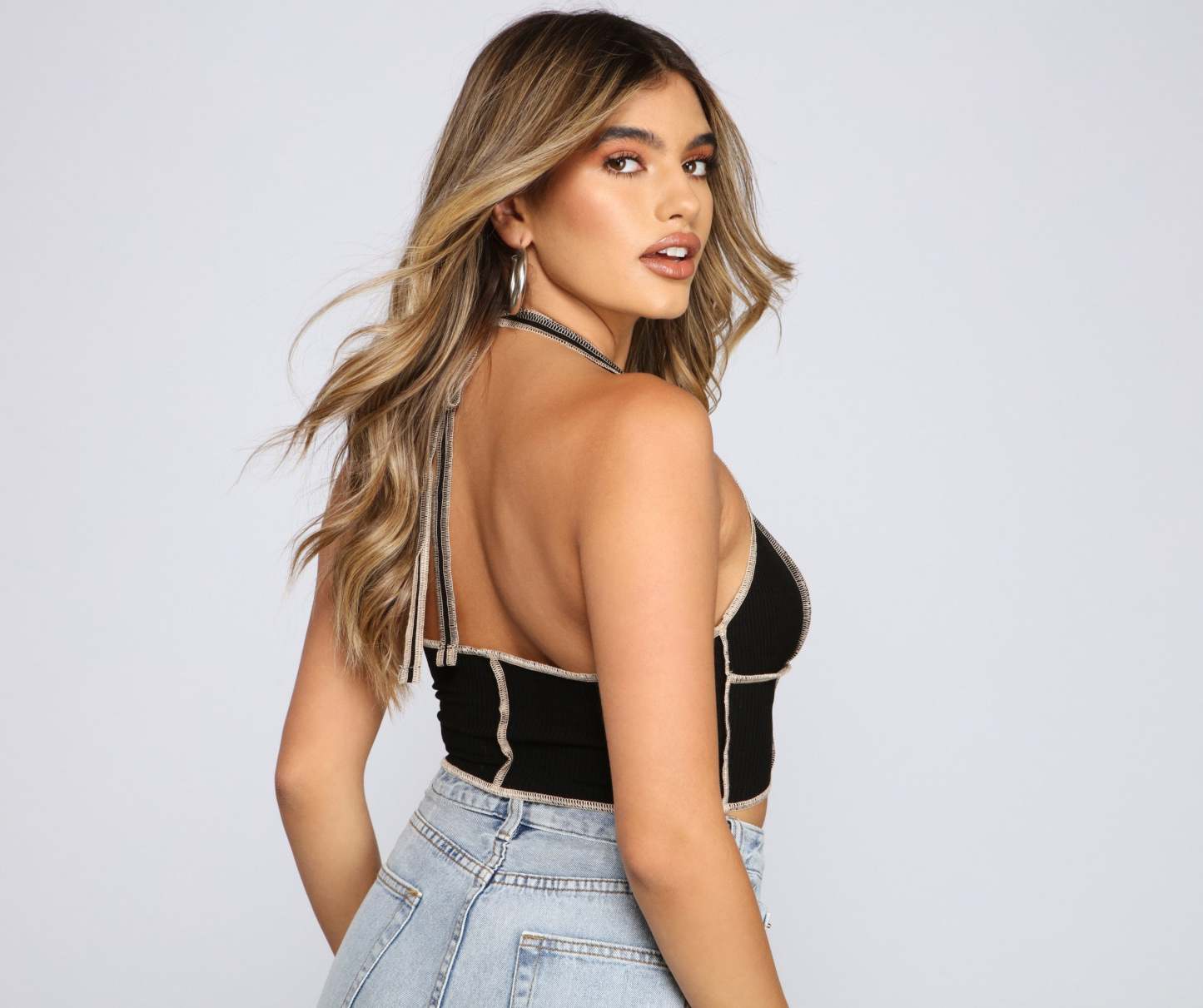 Taking The Plunge Ribbed Knit Halter Top - Lady Occasions