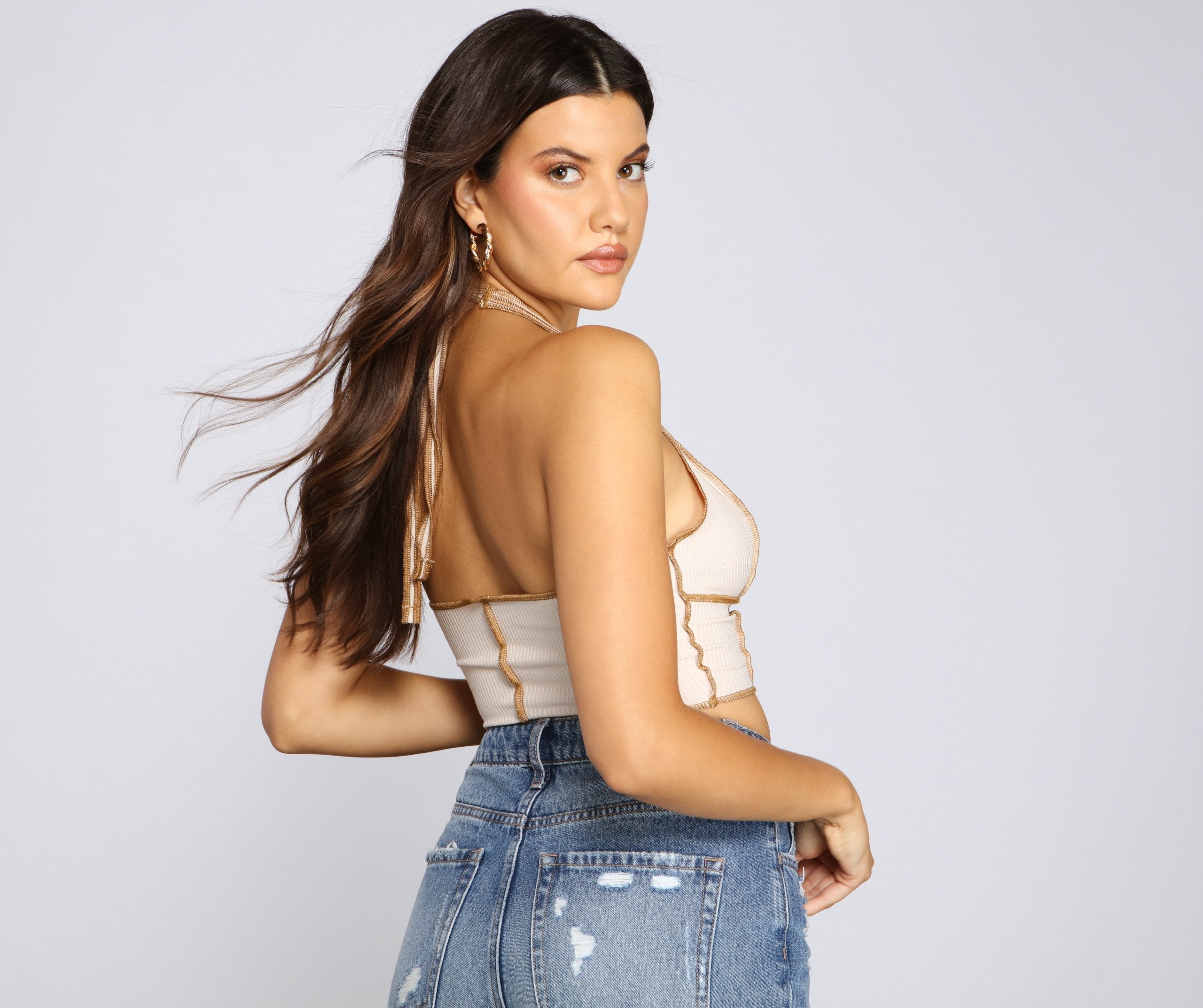 Taking The Plunge Ribbed Knit Halter Top - Lady Occasions