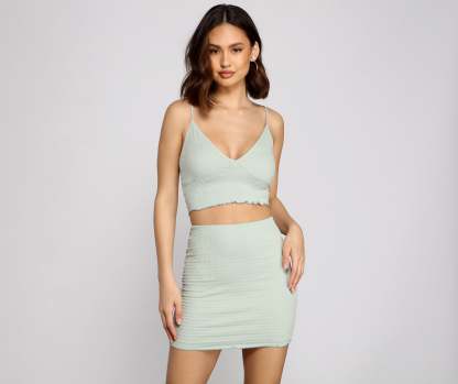 Stylish And Smocked Crop Top - Lady Occasions