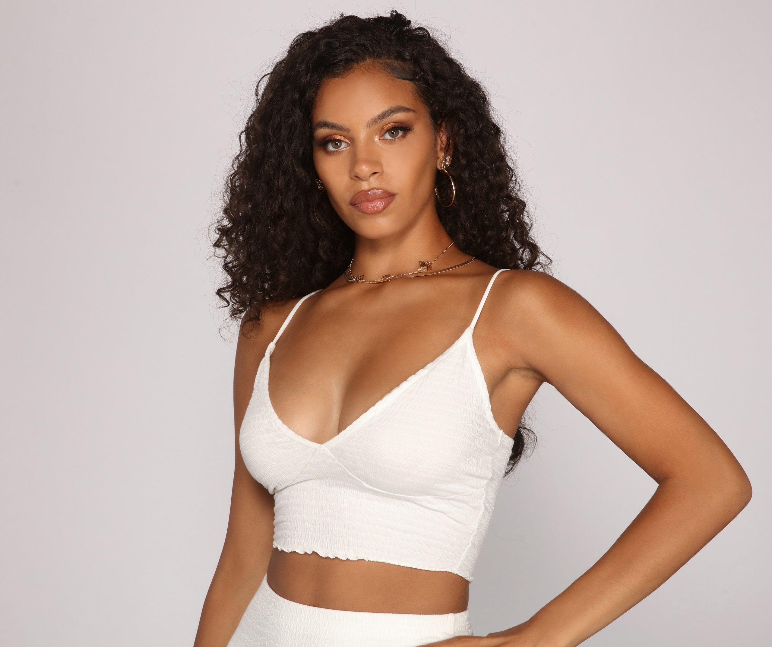 Stylish And Smocked Crop Top - Lady Occasions
