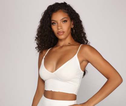Stylish And Smocked Crop Top - Lady Occasions