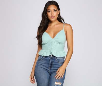 Flirty Flair Ruffled Crop Top - Lady Occasions