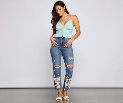 Flirty Flair Ruffled Crop Top - Lady Occasions