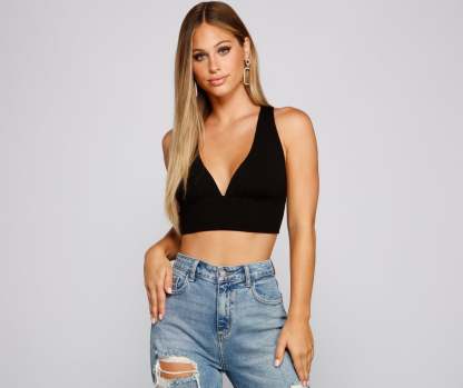 Trendy Basic Tie-Back Crop Top - Lady Occasions