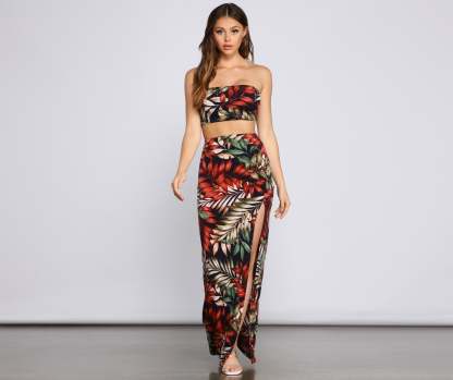 Tropical Palm Leaf Tube Top - Lady Occasions
