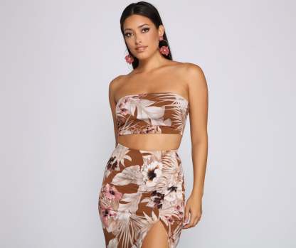 Tropical Palm Leaf Tube Top - Lady Occasions