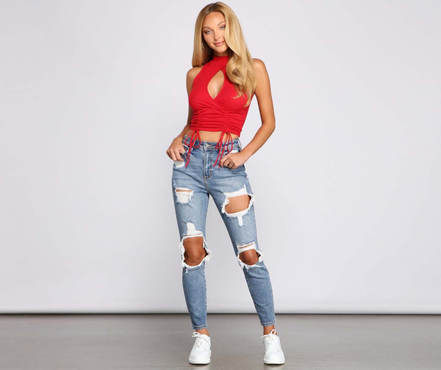 Key To Glam Ruched Ribbed Crop Top - Lady Occasions