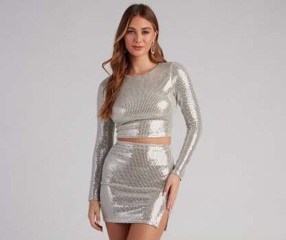 Major Shine Sequin Crop Top - Lady Occasions
