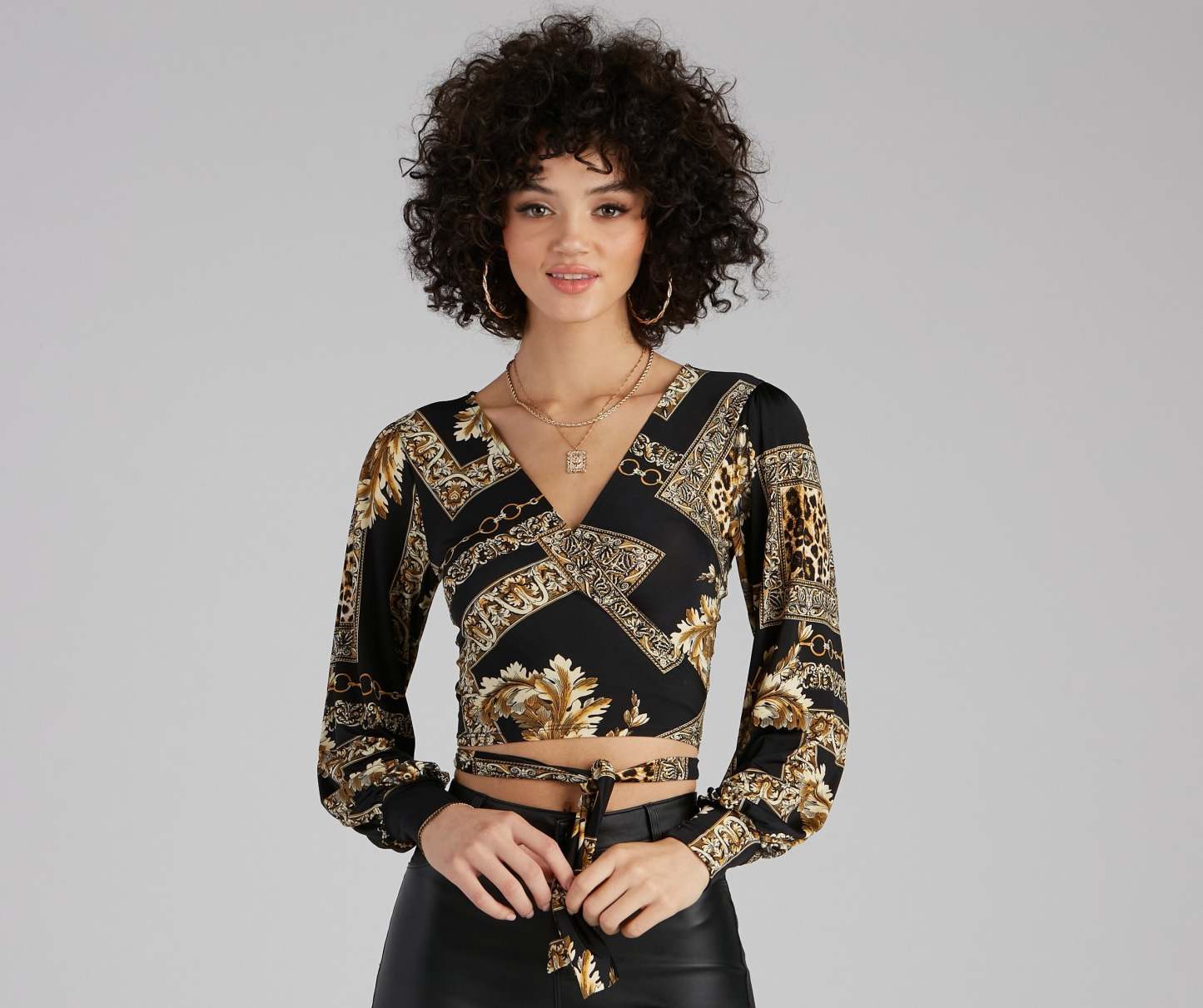Royal Wraps Scroll Cheetah Print Top - Lady Occasions