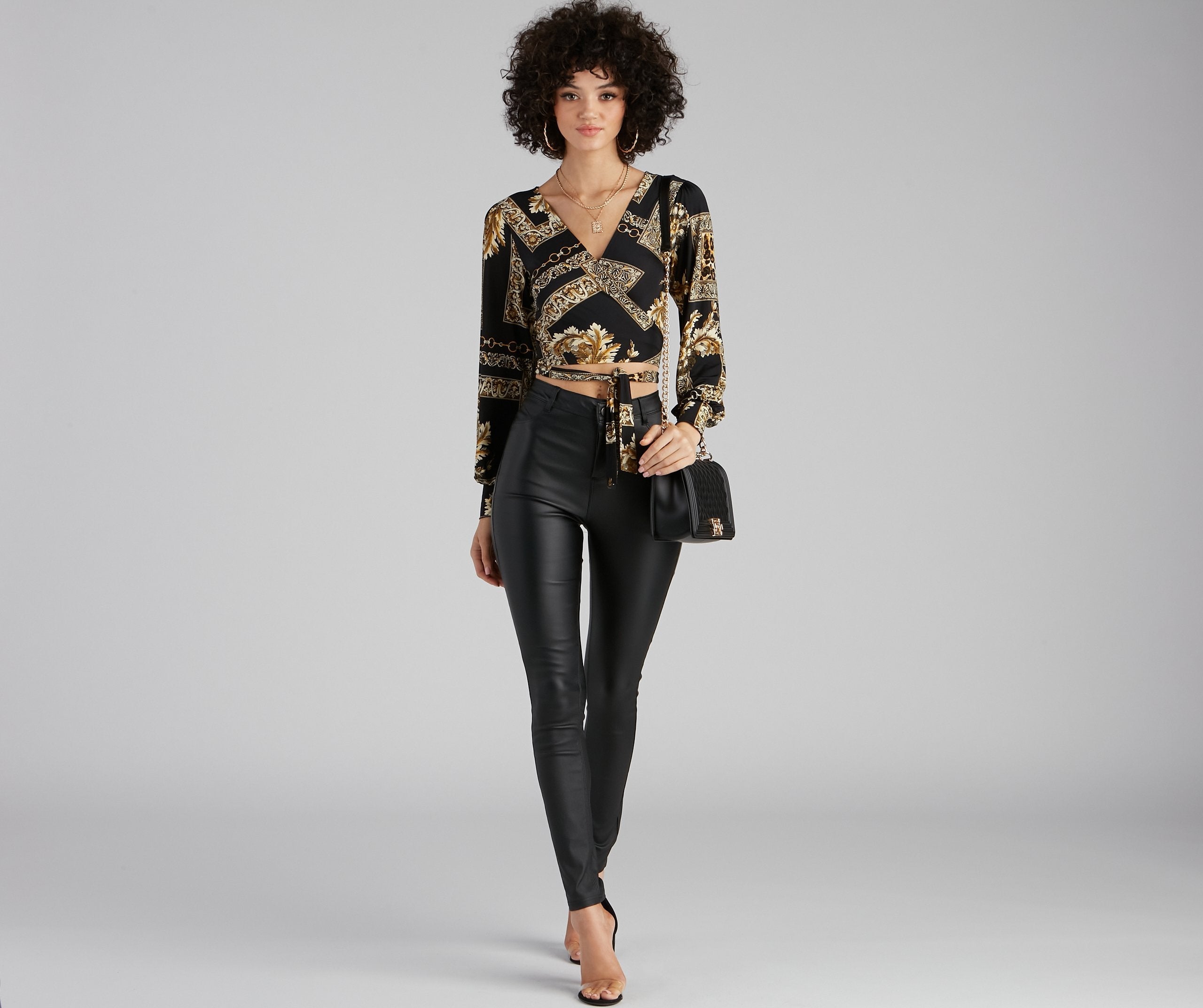 Royal Wraps Scroll Cheetah Print Top - Lady Occasions