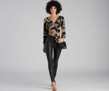 Royal Wraps Scroll Cheetah Print Top - Lady Occasions