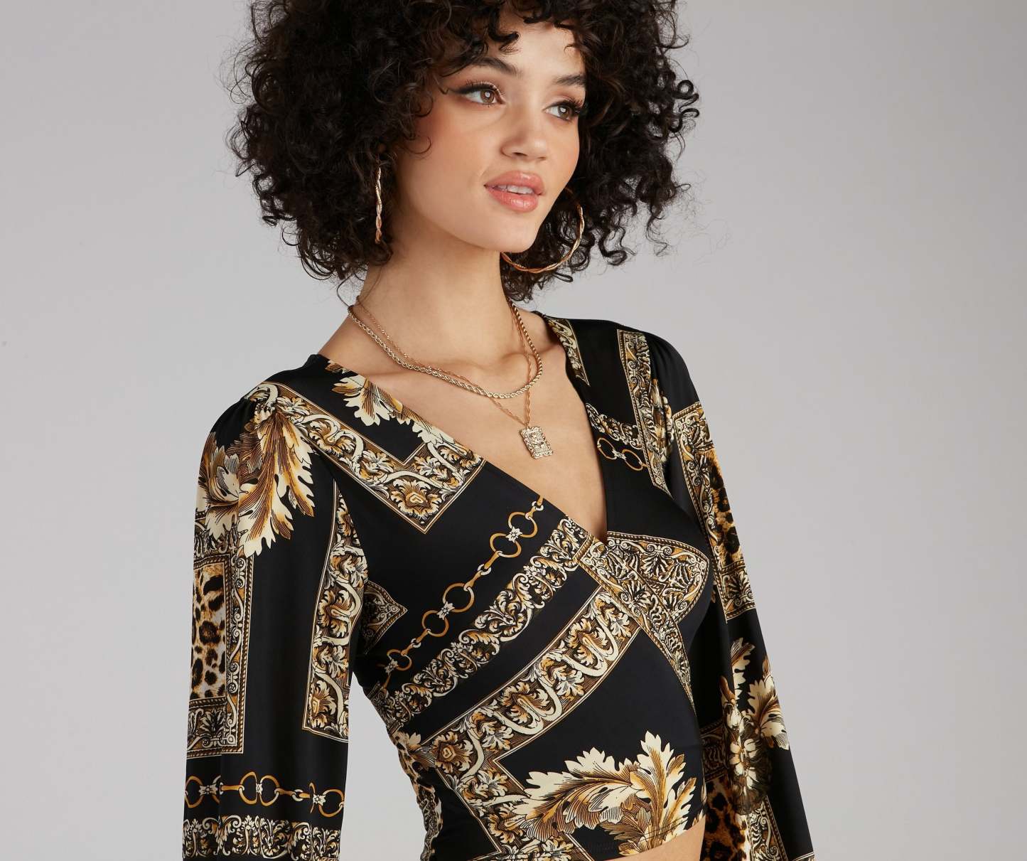Royal Wraps Scroll Cheetah Print Top - Lady Occasions