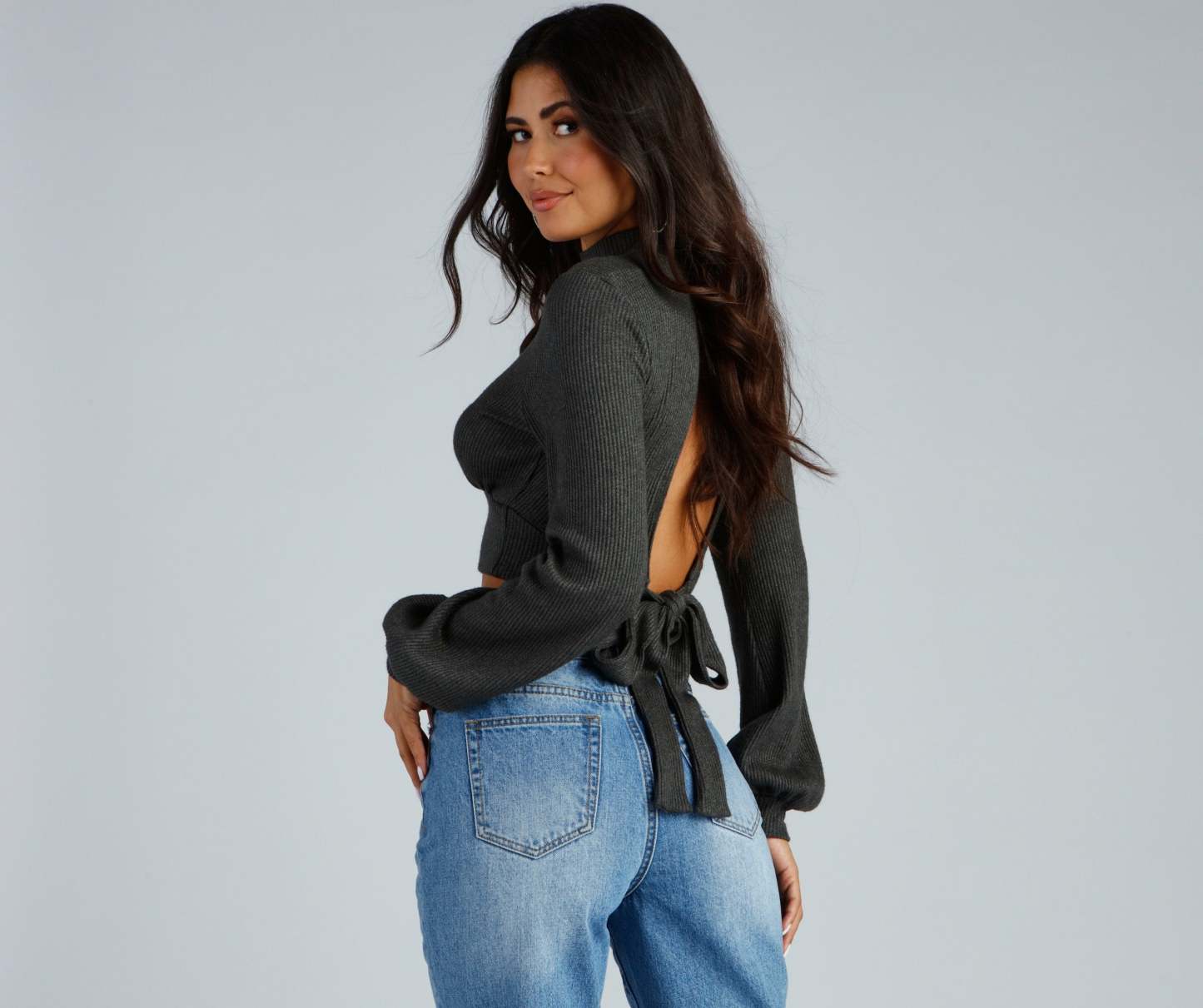 Keyhole Cutie Waffle Knit Crop Top - Lady Occasions