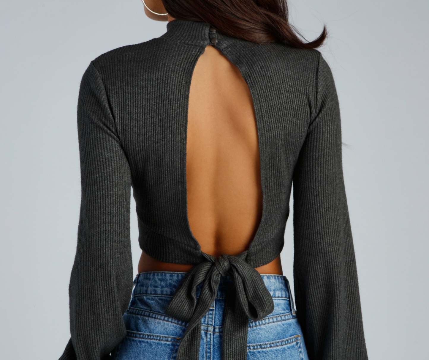 Keyhole Cutie Waffle Knit Crop Top - Lady Occasions