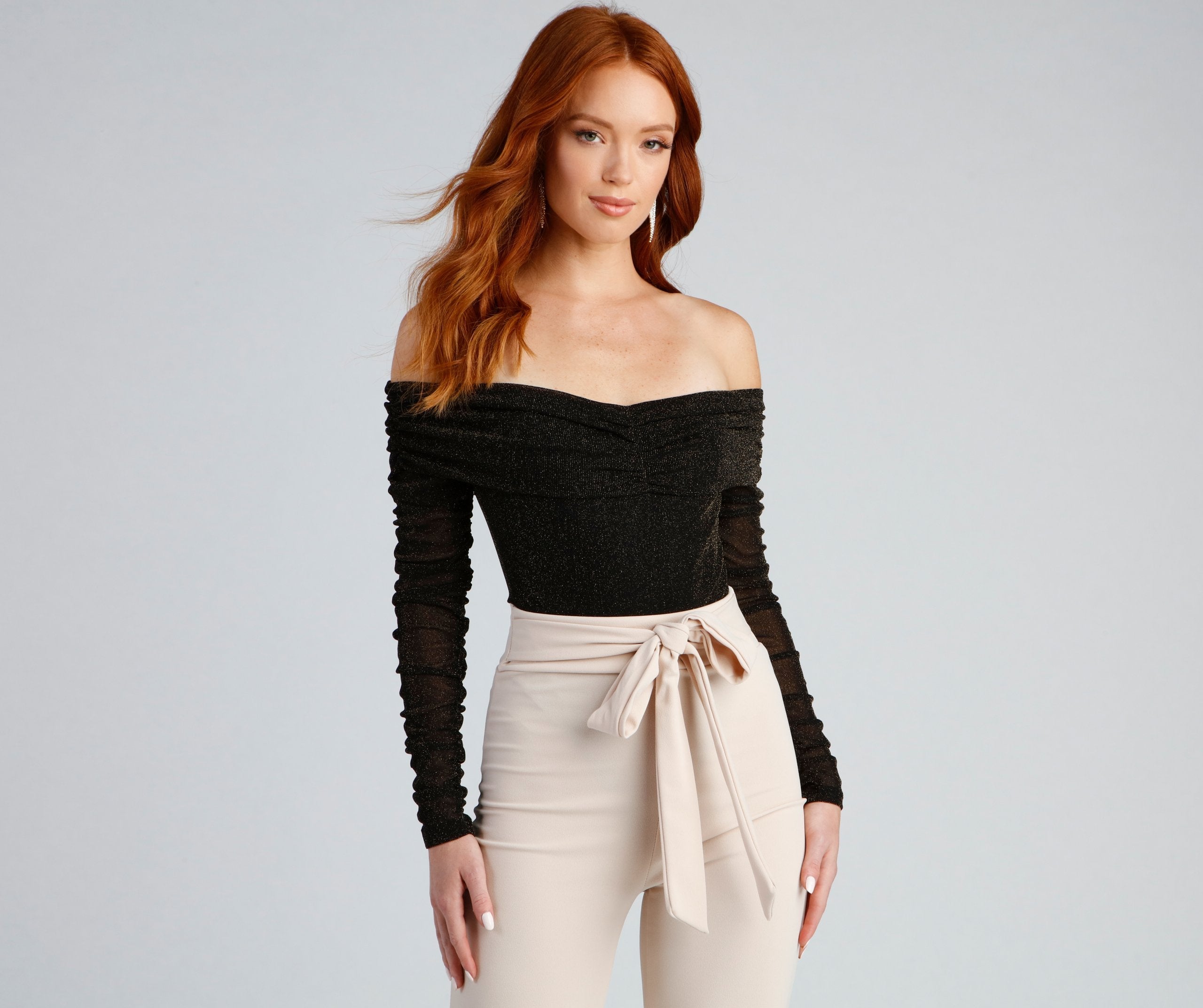 Keeping Knit Glam Glitter Bodysuit - Lady Occasions