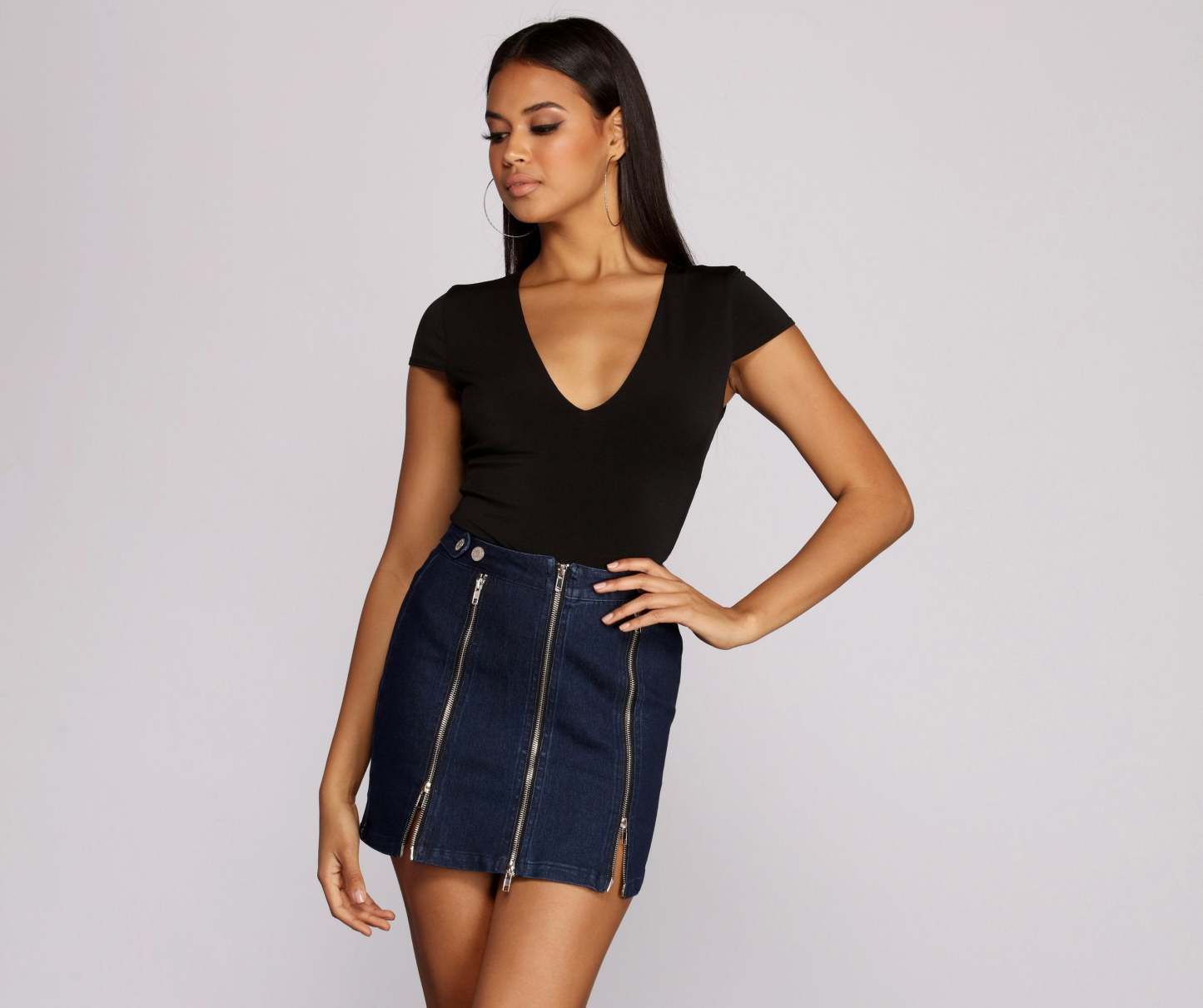 Basic V Neck Bodysuit - Lady Occasions