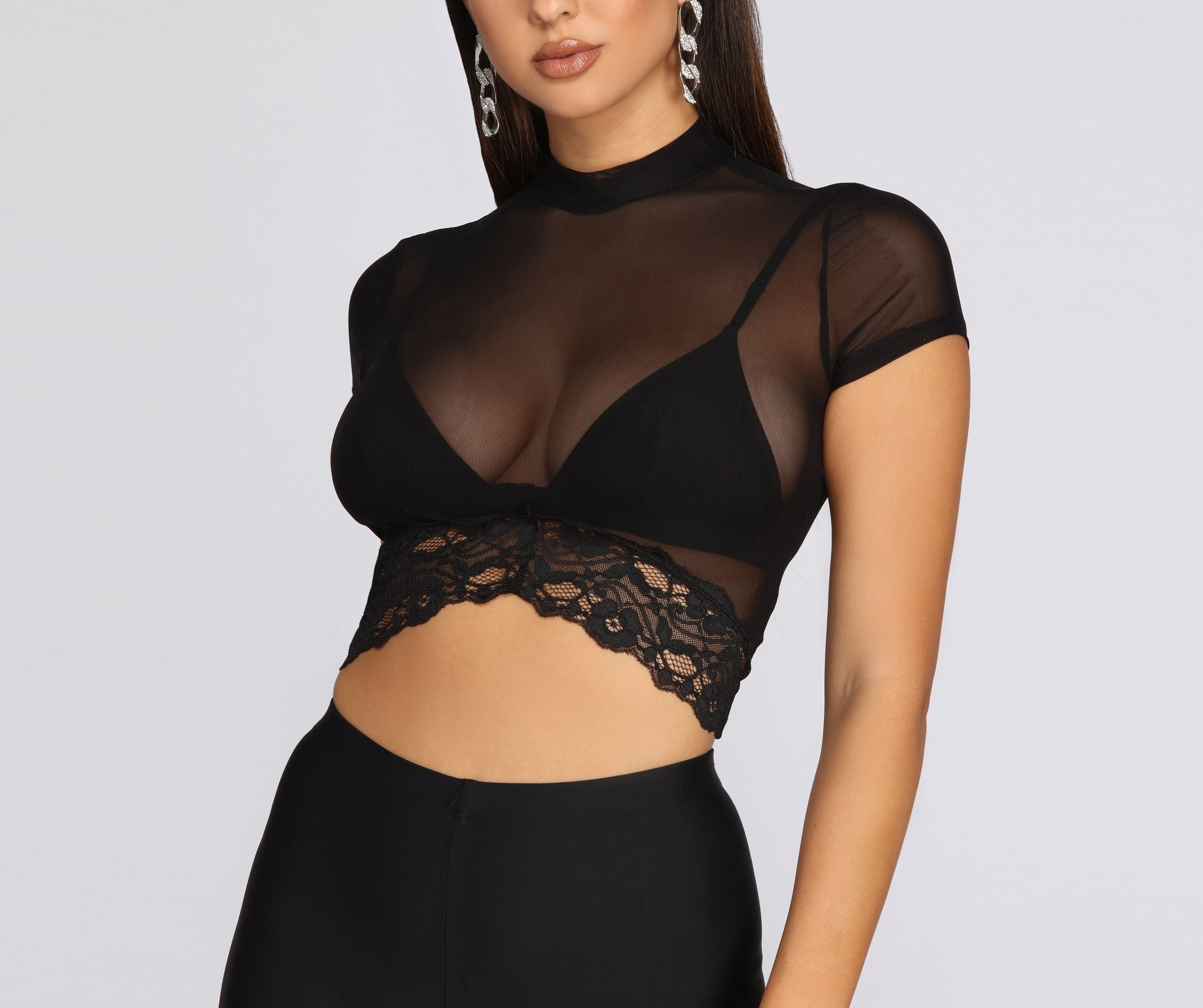 Mesh With Me Cropped Tee - Lady Occasions