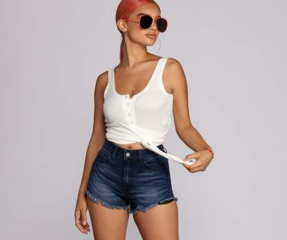 Haute Henley Crop Top - Lady Occasions