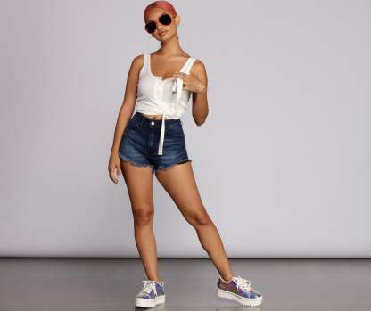 Haute Henley Crop Top - Lady Occasions