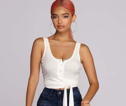Haute Henley Crop Top - Lady Occasions