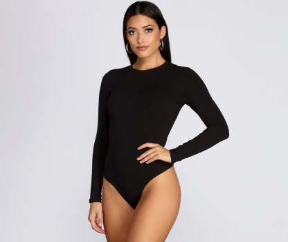 Not Your Basic Long Sleeve Bodysuit - Lady Occasions